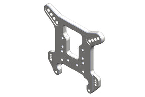 Team Corally 5mm aluminum rear shock tower for RC cars, compatible with Python and Radix models, shown in the image.