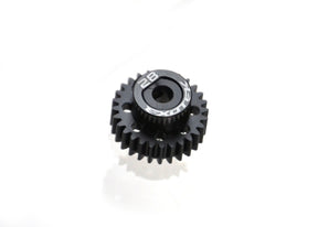 Black Exotek Racing Flite 48P pinion gear with alloy collar, made of POM, for RC cars, shown on a white background.
