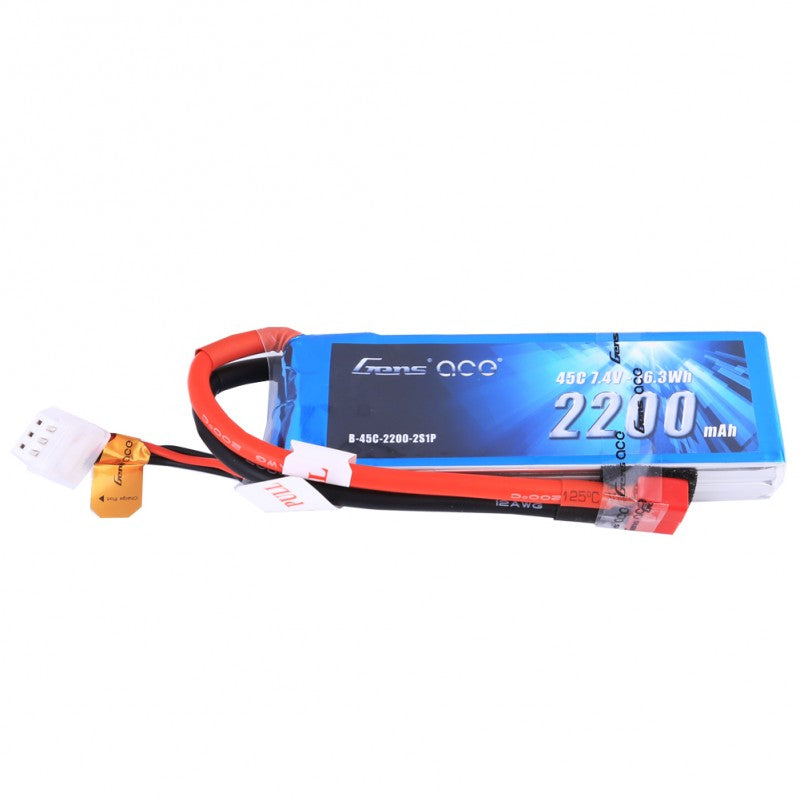 Gens Ace - 2200mAh 7.4V 45C 2S1P - Soft Case Lipo Battery