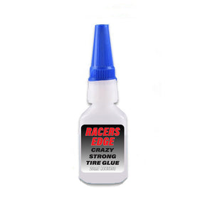 RC Car Racers Edge Crazy Strong Tire Glue 20g with pin cap and two tips for secure tire attachment