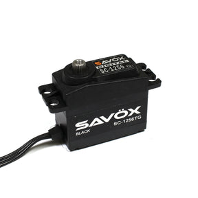 Savox SC-1256TG-BE Black Edition standard size coreless digital RC car servo with 0.15sec speed and 277oz torque at 6V